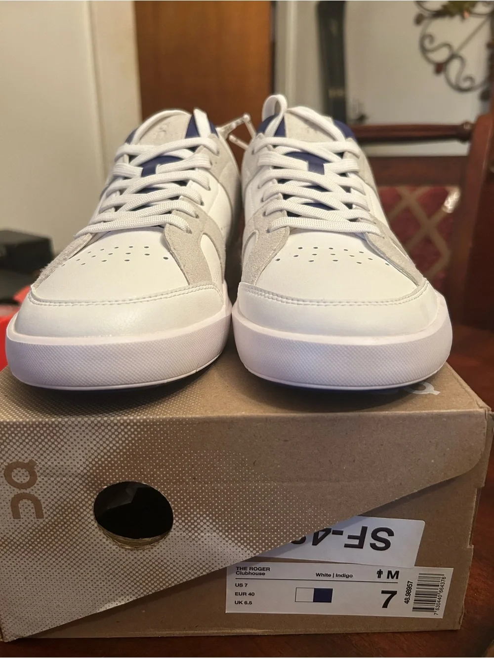 On Cloud Men's Sneakers in White with Indigo Accents